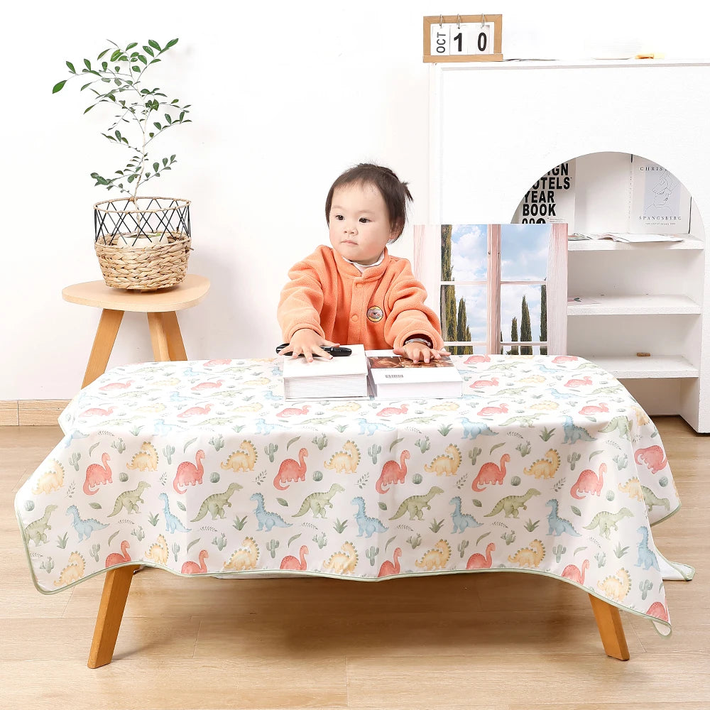 tapis imperméable anti dérapant blanc bleu orange vert motif tracteurs dinosaures moderne enfant