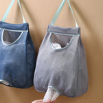 sac poubelle suspendu polyestère réutilisable bleu marine gris noir maille fine moderne crochets muraux