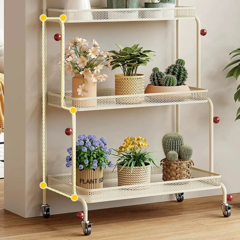 étagère mobile moderne pot plantes roulettes blanc verte noire métal maille