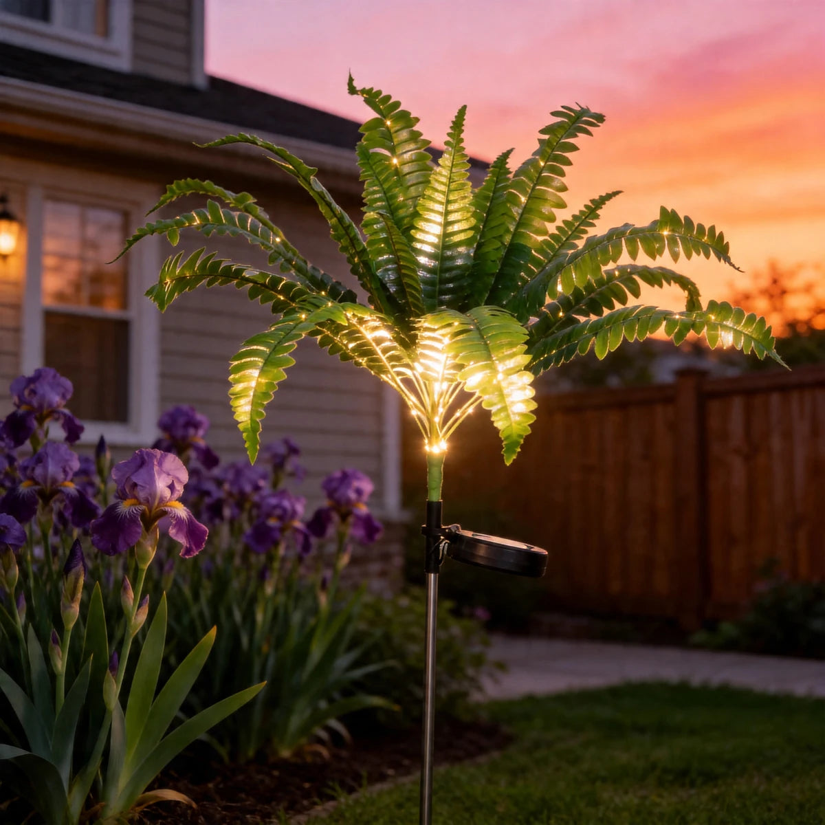 décoration extérieure plante artificielle verte clips moderne lumière solaire feuilles fines jardinextérieur