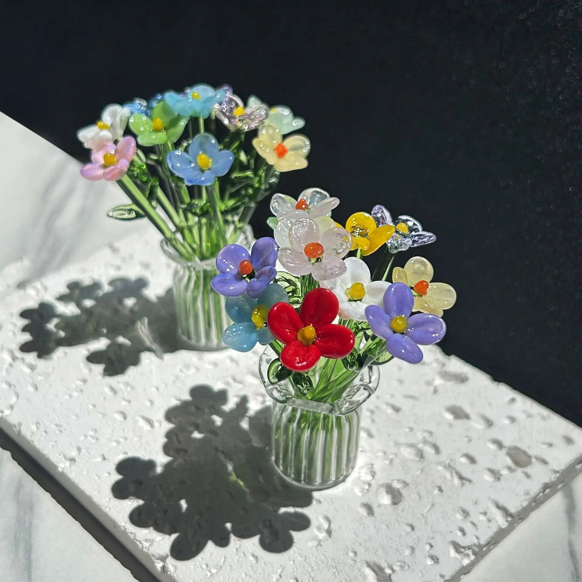 bouquet fleurs artificielles multicolore japonais artisanal verre soufflé main décoration maison festive