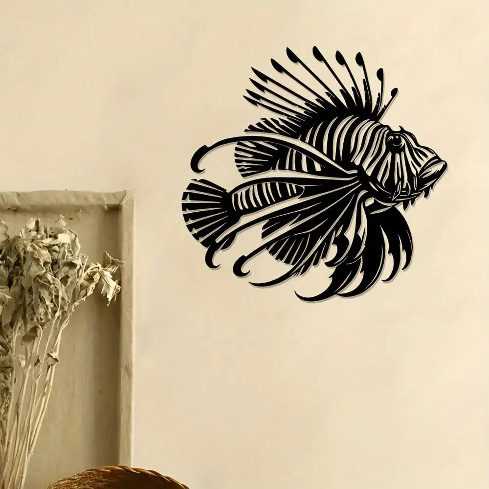 décoration murale poisson stylisé noir beige moderne intérieur 28cm 30cm