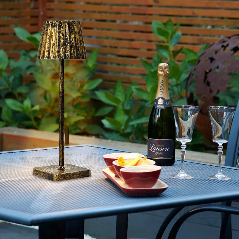 lampe table moderne lampe led rechargeable usb couleurs ambiance plissée effet vieilli base antislip.touchscreen