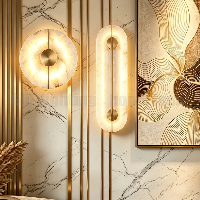 applique murale moderne marbre blanc doré élégante murale led flux lumineux chambre salon
