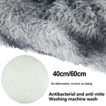 tapis rond moderne gris clair gris foncé doux uni fourré salon chambre bébé