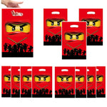 assiettes papier serviettes gobelets tissu table ninjas feu anniversaire thème ninja rouge vert