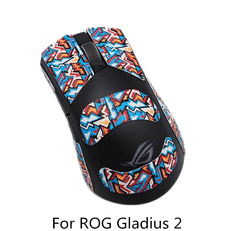 autocollants antiderapants noirs motif geometrique souris gaming rog gladius deux trois