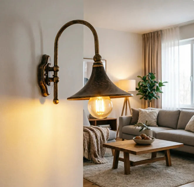 lampe murale vintage noir bronze ip44 aluminium éclairage maison filaire
