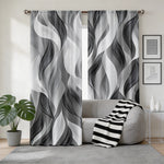 rideaux abstraits modernes gris blanc noir panneaux polyester inclusion accessoires tringle