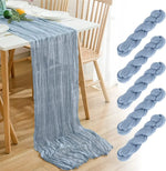 ruban table moderne rayures horizontales bleu clair beige vert olive 90x180cm festifs assiettes fourchettes