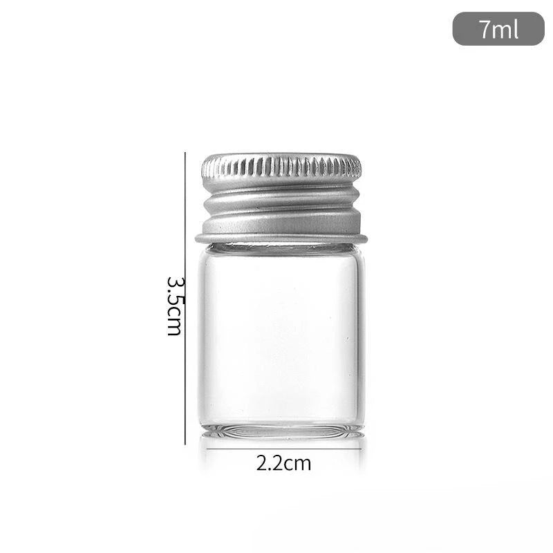 mini bouteilles verre transparentes couvercles aluminium conteneurs minimalistes pots épices rangement bijoux 5ml 7ml