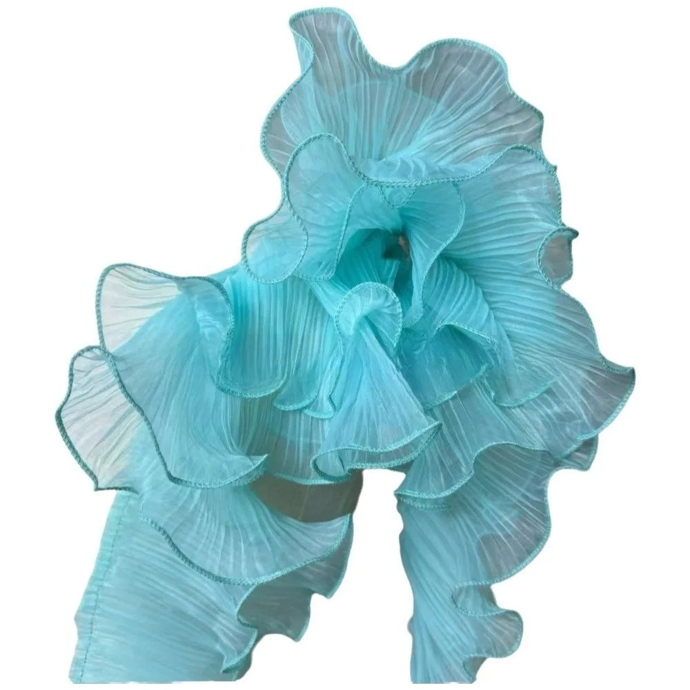 tissu plissé rose clair vert fluo bleu décoration élégante semi transparent fronces dentelle polyester