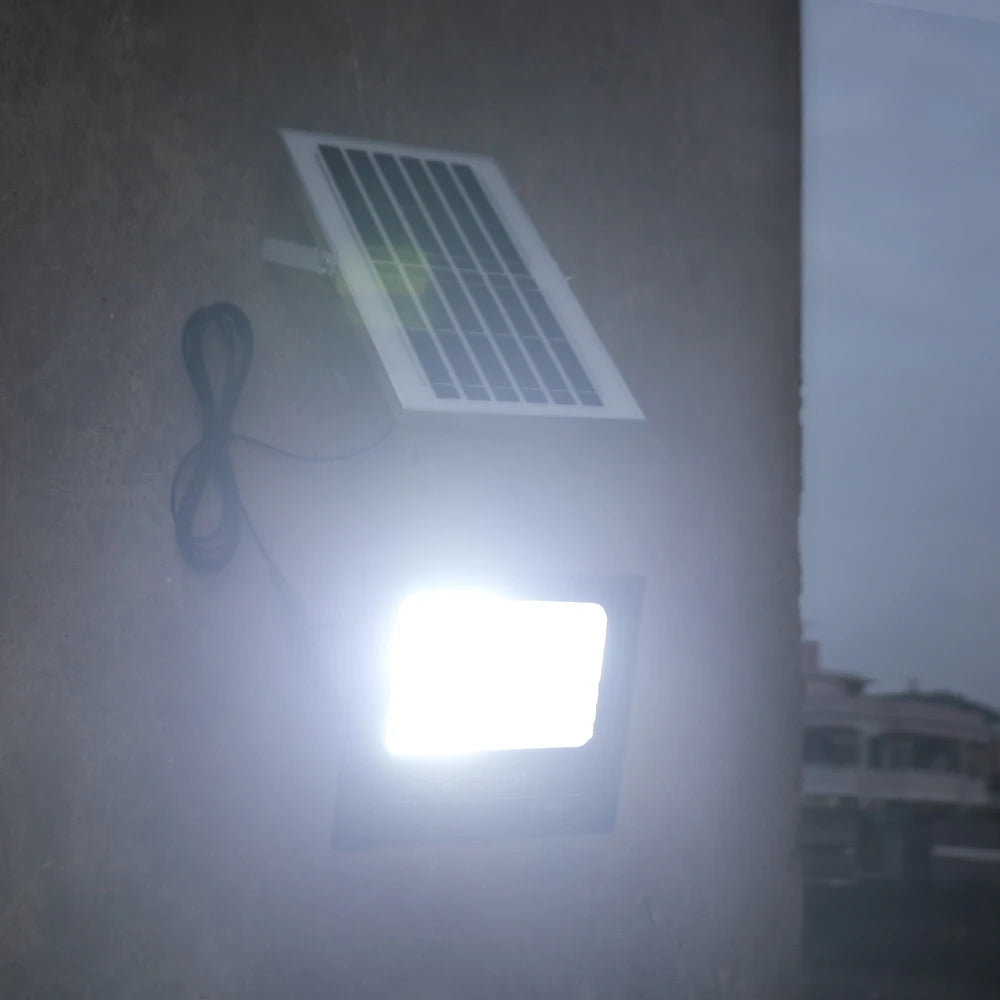 lampe solaire murale moderne noire bleu panneau photovoltaïque télécommande éclairage extérieur led 50w fixations