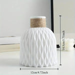 vase table moderne plastique blanc opaque tendance 12cm 14.5cm[arrangement floral incluse]