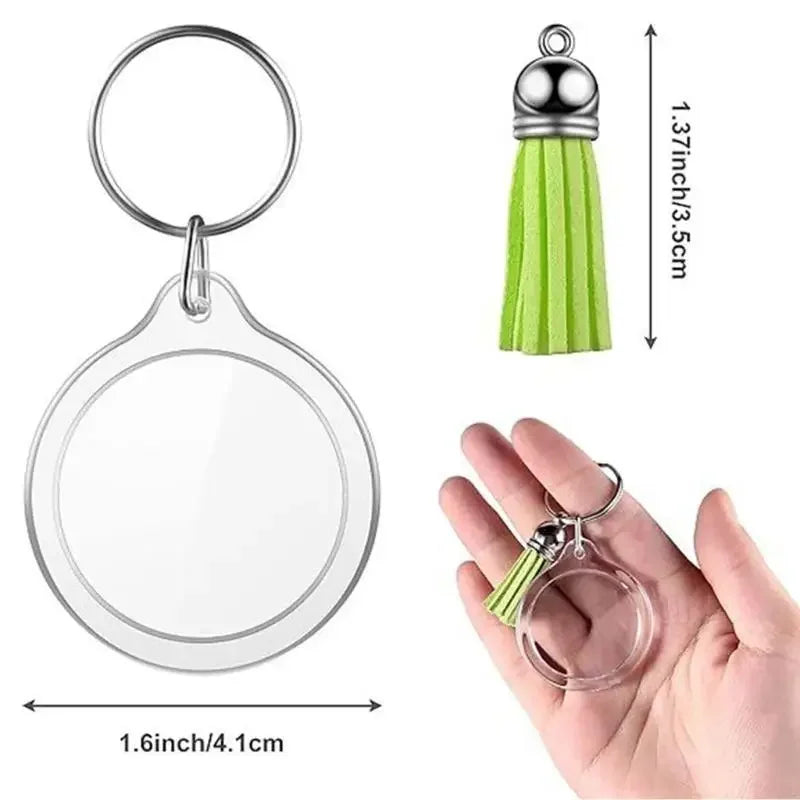 porte clés acrylique transparent moderne anneau métallique tassel 50 pièces