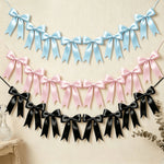 guirlande décorative nœuds papillon satin bleu clair rose noir mariage anniversaire fête