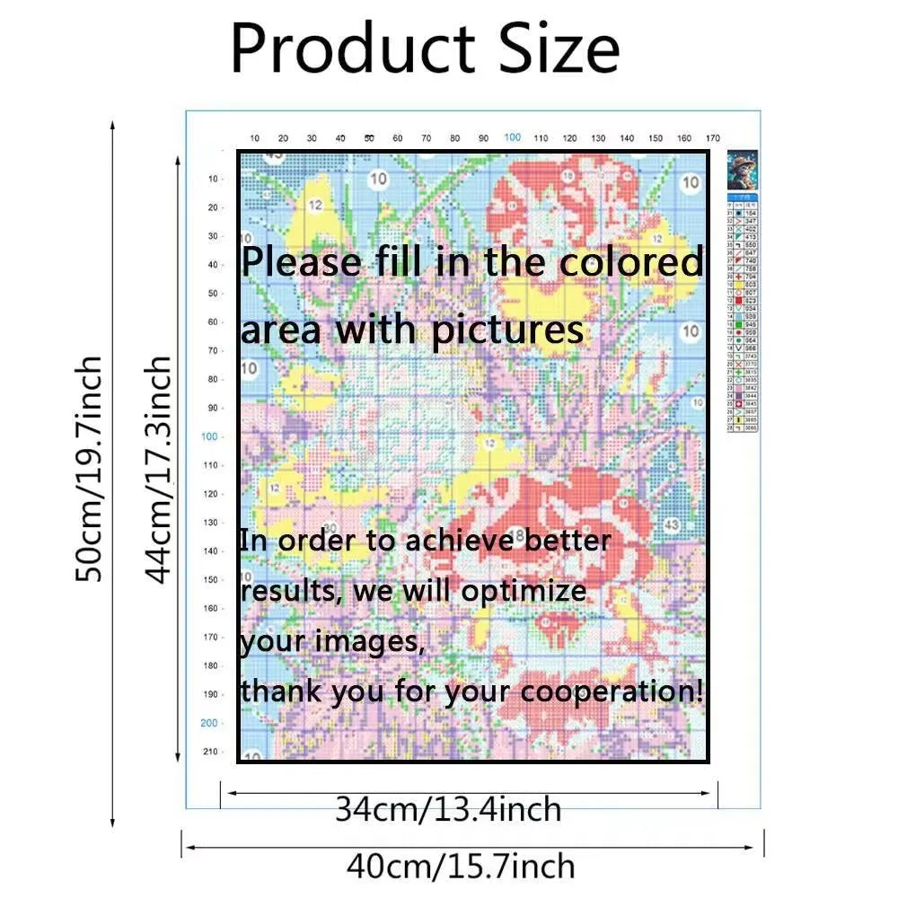 broderie points croix kit fil coton toile imprimée portrait artisanal multicolore blanc