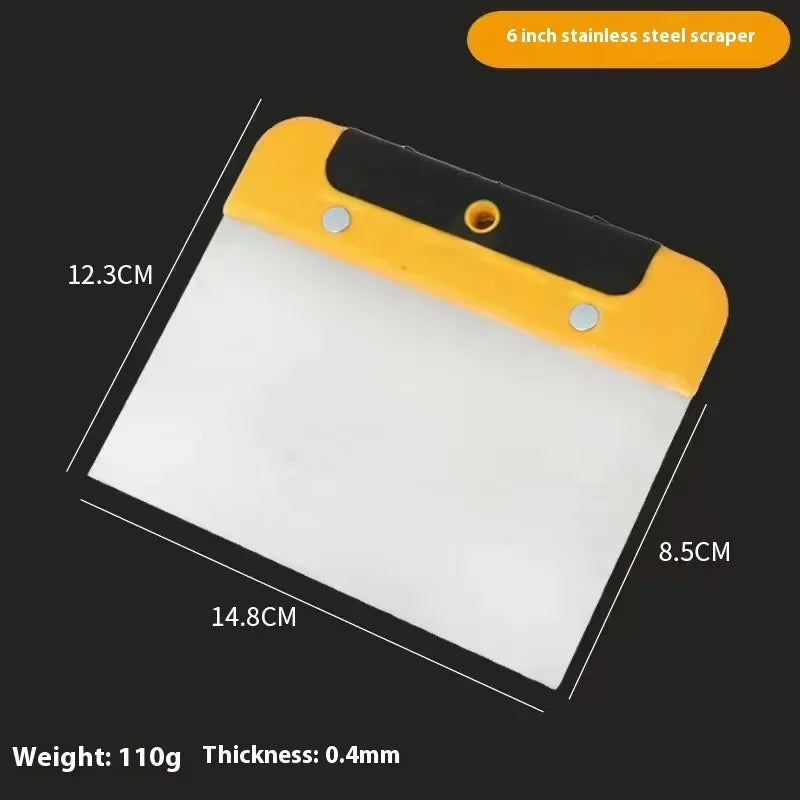 spatule ébarbier acier inoxydable jaune noir blanc lisse pratique construction
