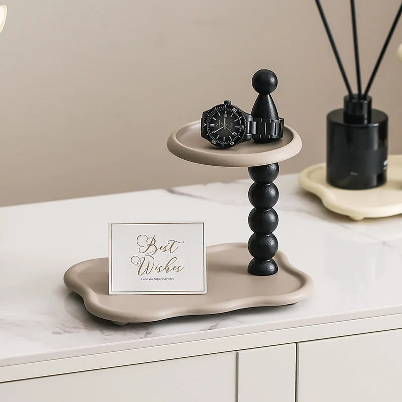 plateau decoratif moderne distributeur mouchoirs diffuseur parfum transparent minimaliste clés montre cartes vœux mouchoirs