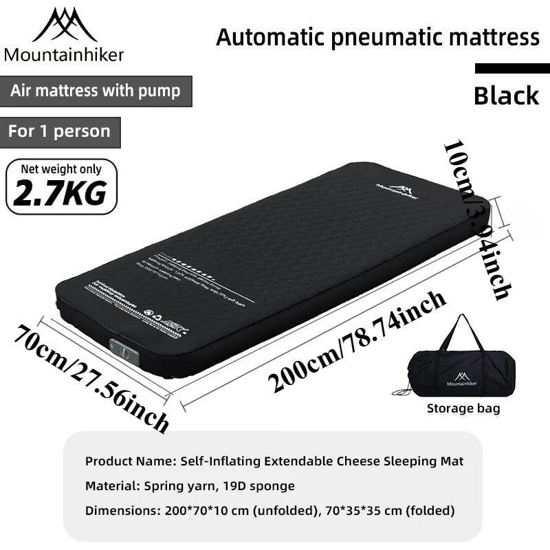 matelas gonflable double coussins gonflables pompe électrique noir vert beige cellules hexagonales camping randonnée