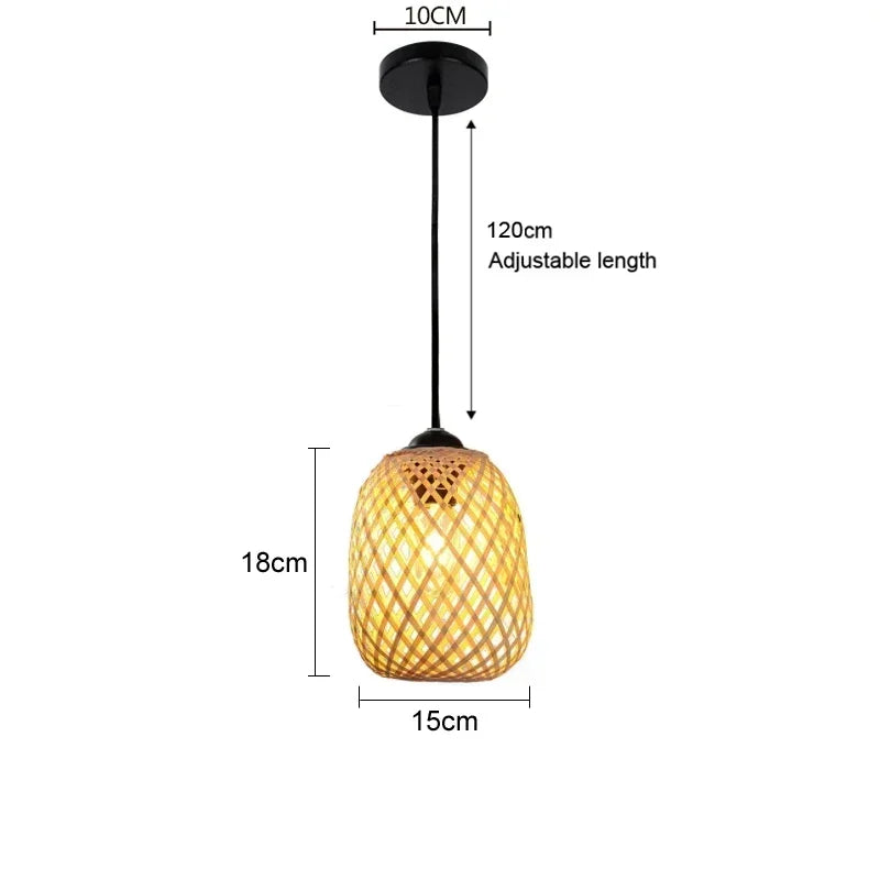 lampe suspendue tissage rotin naturel moderne rustique câble électrique socle noir pièces fixation 90