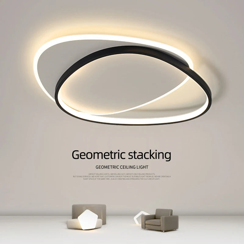 lampe moderne minimaliste blanc noir doré circulaire géométrique transparent flux lumineux 2000 82000
