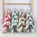 serviettes rayées absorbantes bain visage rapide douces moderne vert gris blanc rose marron crochets