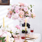 décoration mariage rose violet fleurs artificielles table arrangement floral événement romantique élégant
