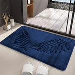 tapis bain doux feuilles fougère relief moderne vert gris polyester