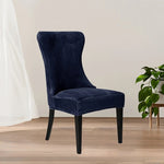 housses chaise velours bleu marine antidérapantes contemporaines sans couture assise dossier