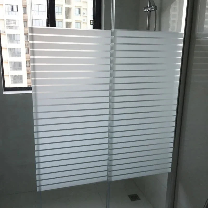 voilage adhésif rayures horizontales blanc moderne opaque chambre bain stripe deco protection thermique
