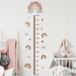 sticker mural mesure hauteur arc ciel nuages coeurs boho chambre enfant multicolore adhésif