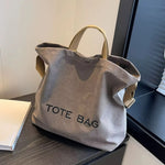 sac fourre tout toile décontracté lettre poche zippée beige casual