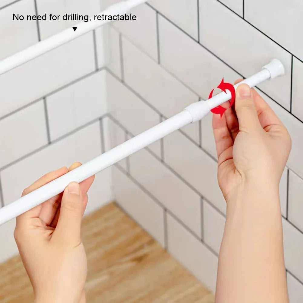 poteau télescopique blanc texture lisse rideau douche réglable 30 50 90cm moderne adhésif extensible