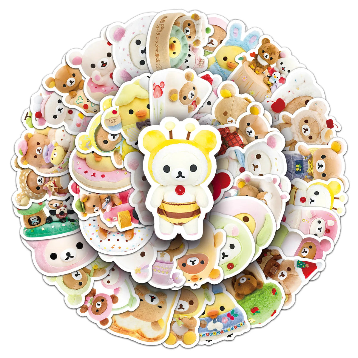 stickers mignons dessins animés personnages gâteaux fruits vêtements opaques collection 54 pièces variées colorées