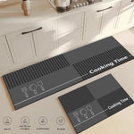tapis cuisine gris foncé illustrations ustensiles géométrique moderne antidérapant PVC 40x60cm 50x80cm