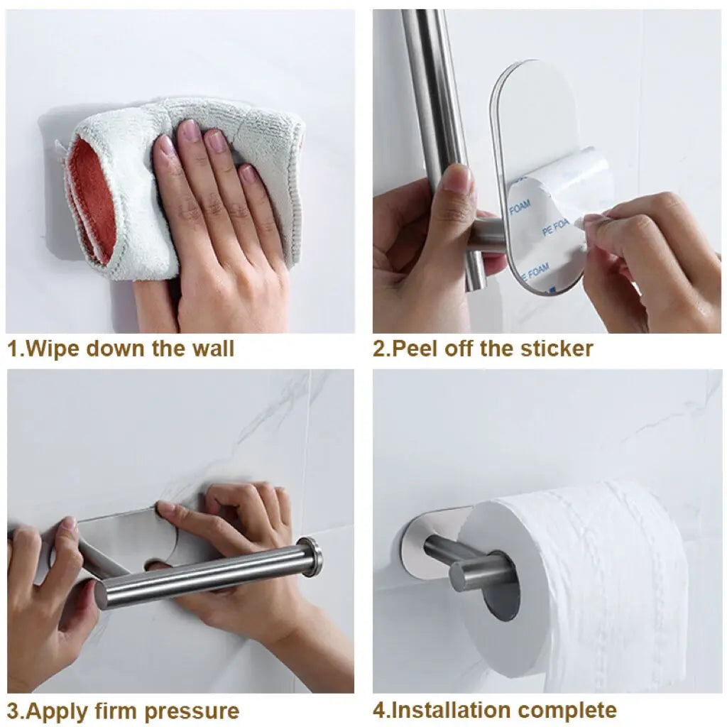 porte serviettes papier adhésif acier inoxydable moderne blanc motifs