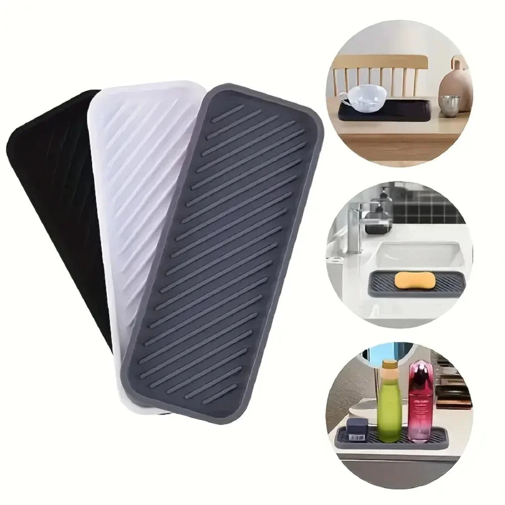 plateau rangement moderne noir blanc rayures diagonales salle bain accessoire organisation quotidienne économies espace
