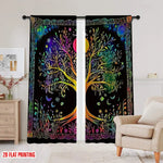 rideau boho arbre vie noir rouge orange jaune vert bleu violet floral opacité classique