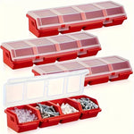 boîte outils rouge transparente clips vis écrous plastique durable pratique