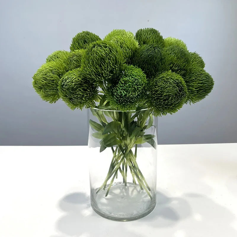bouquet artificiel moderne fleurs vertes rouges jaunes ornement intérieur extérieur minimaliste