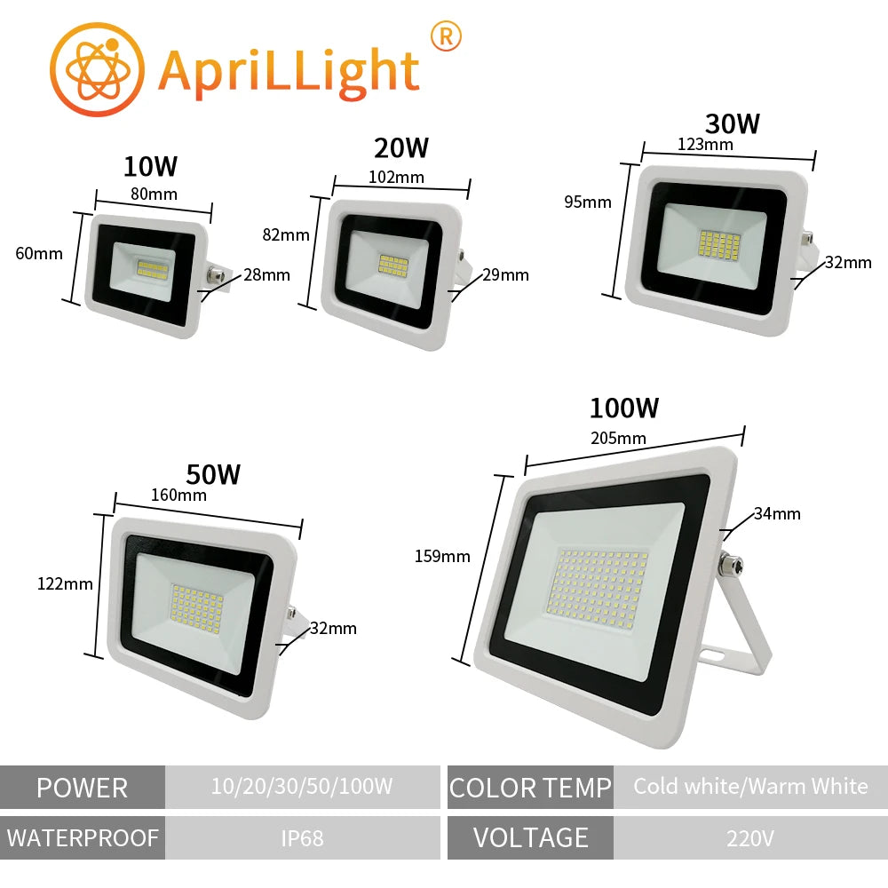 projecteur led extérieur moderne noir blanc ip68 étanche 3000k 6500k clips fixation