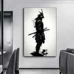 toile d'art samouraï noir blanc contemporain clips décoration intérieure affiche photo murale sans cadre