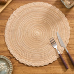 placemats tissés spirale beige noir vert rustique opaques table cuisine