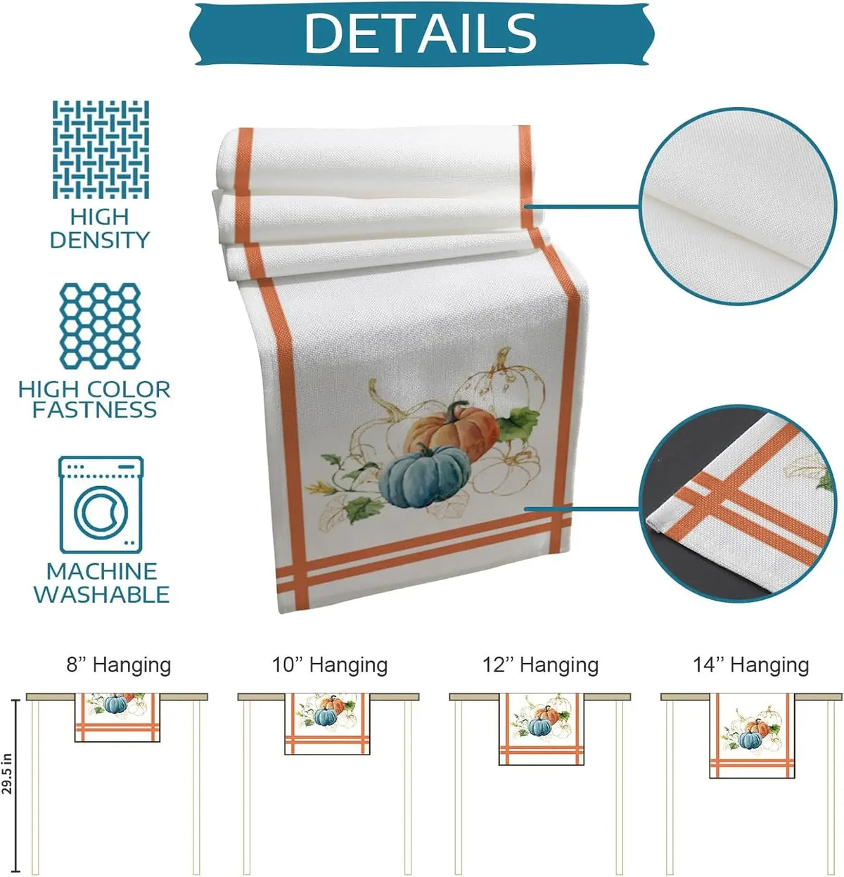 Une magnifique image décorative de citrouilles d'automne, avec des couleurs vives et un motif texturé. Cette bannière murale polyvalente est disponible en différentes tailles pour s'adapter à vos besoins de décoration.