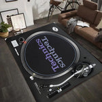 tapis dj logo technics moderne adhésif noir bordure blanche polypropylène polyester rectangle