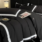 ensemble literie coton polyester rayures horizontales couverture taies oreiller moderne luxueux