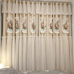 rideaux fleuris semi transparents classiques polyester anneaux chambre coucher