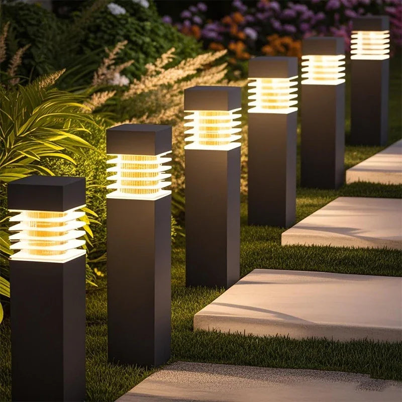lumière solaire jardin extérieure ip65 led moderne noir rayures horizontales