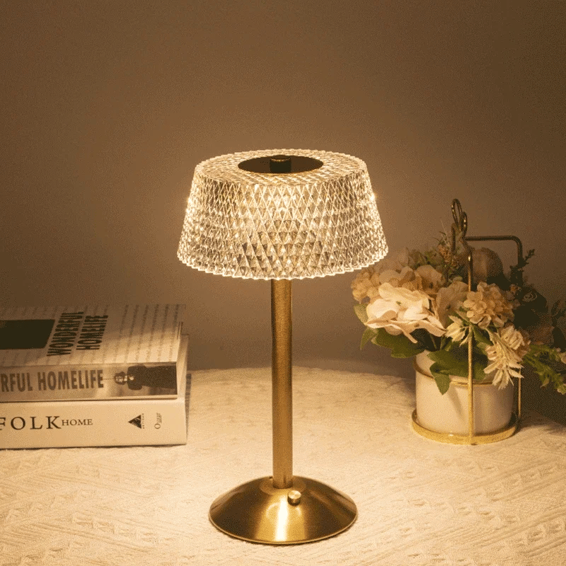 lampe table or moderne transparent motifs géométriques rechargeable flux lumineux 2492000 led chambre décoration